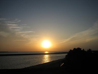現場から見える夕日